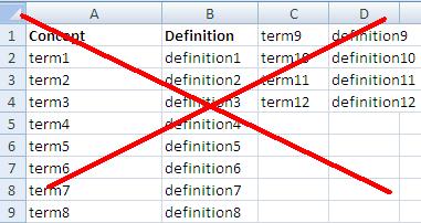 excel template glossary